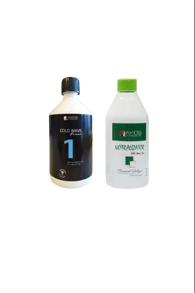 Akos Cold Wave 1 Natural Saçlar 500 ml + Akos Perma Nötralizatör 1000 Ml X 2 li Set ürün görseli 1