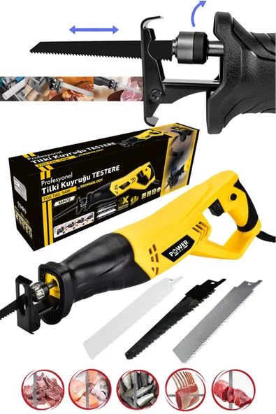 POWER BLACK 750 WATT BAKIR SARGILI 6 KADEME 3 BIÇAKLI DEVİR AYARLI TİLKİ KUYRUĞU TESTERE KEMİK KESME MAKİNESİ ürün görseli 1