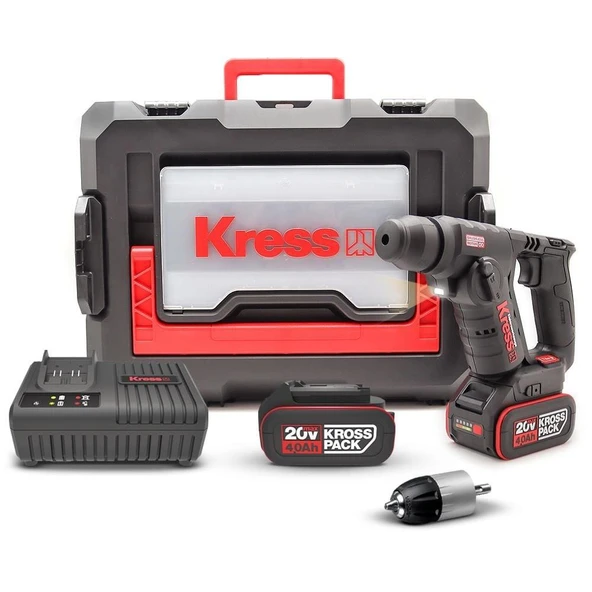 Kress KUC50.2 Çift Akülü Profesyonel SDS-Plus Pnömatik Matkap 20Volt/4.0Ah. - 1.7J  + 10mm Mandren ürün görseli 1