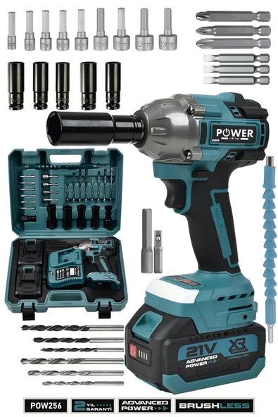 POWER BLACK 1000 NM ULTRA GÜÇLÜ TAM TAKIM SETLİ SOMUN BİJON SÖKME 15 PİLLİ 2 BATARYALI ürün görseli 1
