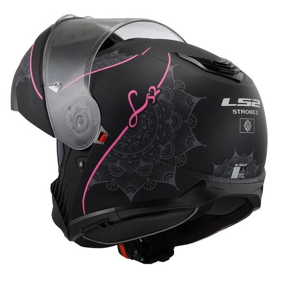 LS2 STROBE 2 LUX M.SİYAH-PEMBE KASK - Resim 5