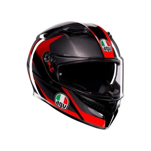 AGV K3 MPLK STRİGA BLACK GREY RED KAPALI KASK - Resim 3