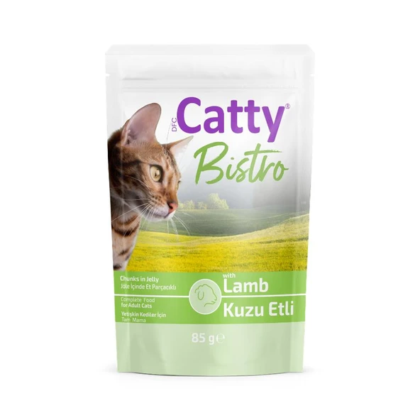 Catty Bistro Jöle İçinde Et Parçacıklı Kuzu Etli Yetişkin Kedi Konservesi 85 Gr ürün görseli 1