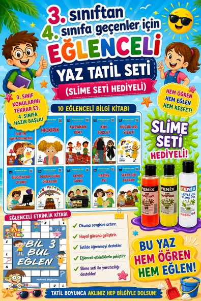 3.Sınıftan 4.Sınıfa Geçenler İçin Eğlenceli Tatil Seti (Slime Set Hediyeli) ürün görseli 1