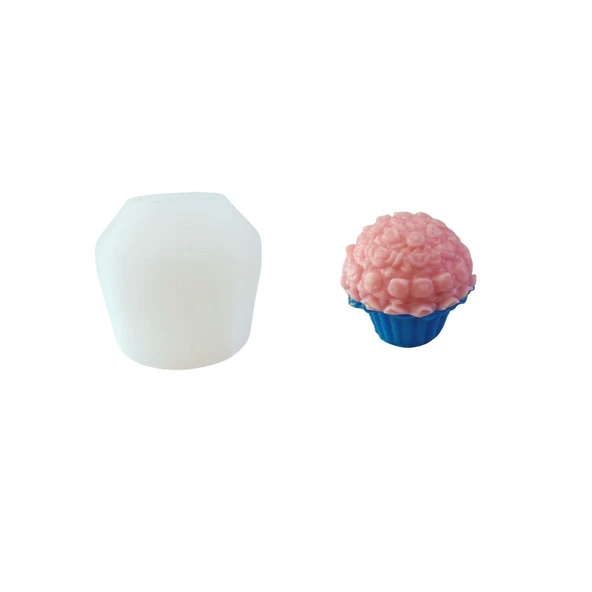 Silikon 3D Dekoratif Gül Desenli Cupcake Model Kalıp Mum,Taş Tozu ve Beton Kalıbı ürün görseli 1