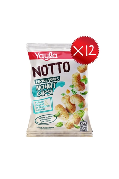 Yayla Notto Yoğurt ve Mevsim Yeşillikleri Çeşnili Nohut Cipsi 55 g x12 ürün görseli 1