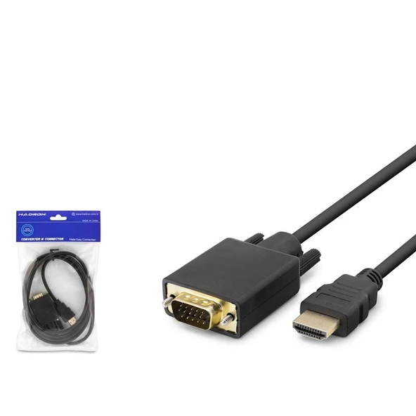 Hadron Hdx7795 Hdmi To Vga Kablo Pvc 120Hz 1080P 1.8M Siyah ürün görseli 1