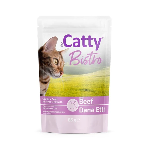 Catty Bistro Sos İçinde Dana Etli Kısırlşatırılmış Yetişkin Kedi Konservesi 85 Gr ürün görseli 1