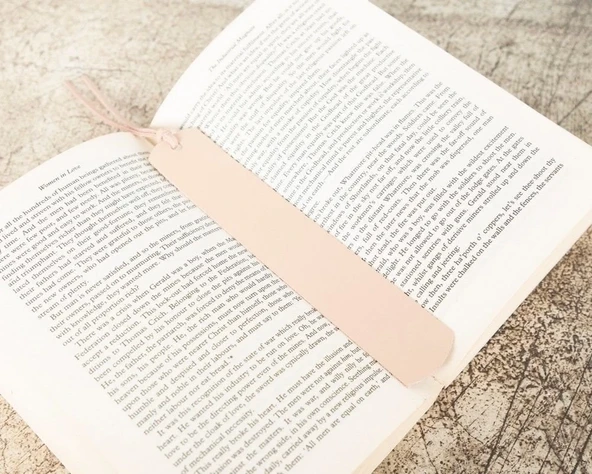 Deri Kitap Ayracı, Pudra - Resim 3