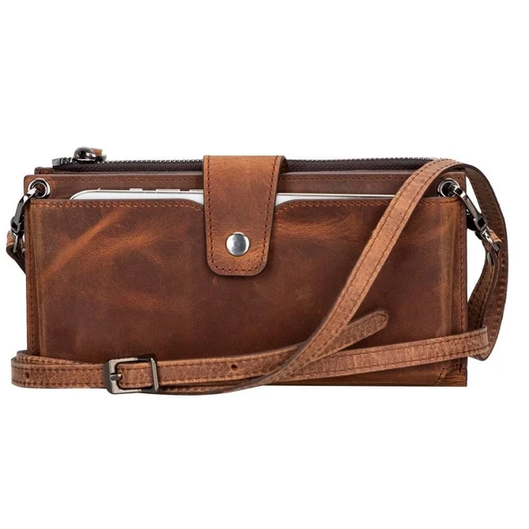 Lozan Strap 6.5 inch Uyumlu Deri Kartlıklı Kılıf G2 Kahve ürün görseli 1