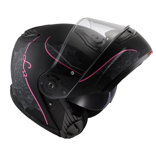LS2 STROBE 2 LUX M.SİYAH-PEMBE KASK - Resim 6