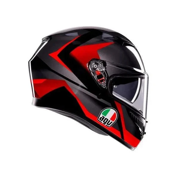 AGV K3 MPLK STRİGA BLACK GREY RED KAPALI KASK - Resim 4