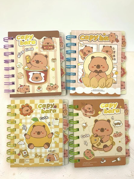 Capy Bara Not Defteri - Mini Telli A7 Not Defteri - Mavi - Resim 5