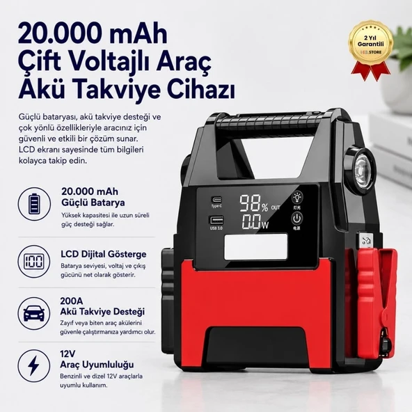 20.000 mAh Çift Voltajlı Araç Akü Takviye Cihazı ürün görseli 1