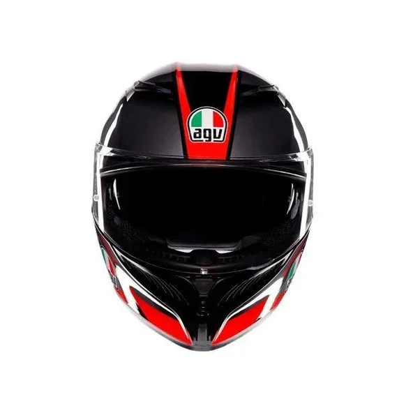 AGV K3 MPLK STRİGA BLACK GREY RED KAPALI KASK - Resim 2