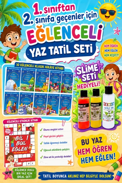 1. Sınıftan 2.Sınıfa Geçenler İçin Eğlenceli Tatil Seti (Slime Set Hediyeli) ürün görseli 1