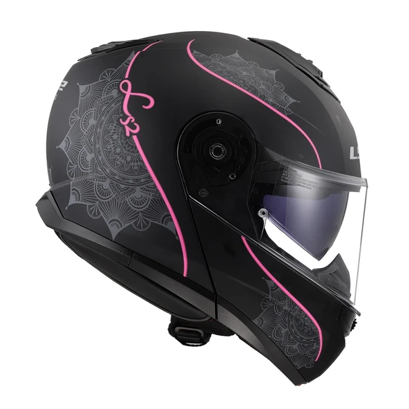 LS2 STROBE 2 LUX M.SİYAH-PEMBE KASK - Resim 3