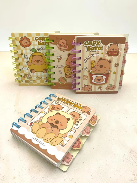 Capy Bara Not Defteri - Mini Telli A7 Not Defteri - Mavi - Resim 2