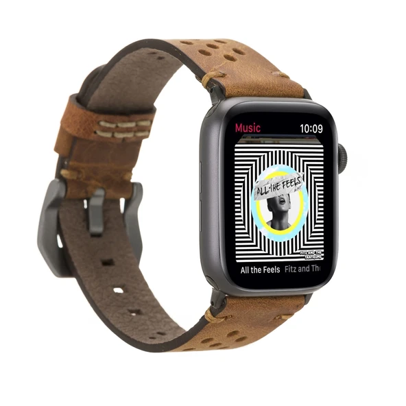 Apple Watch Uyumlu Deri Kordon Vigo 42-44-45mm G19 Taba ürün görseli 1
