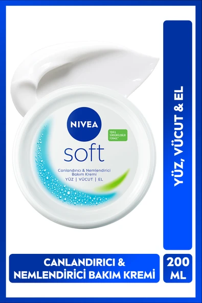 Soft Nemlendirici Vücut Bakım Kremi 200ml, Jojoba Yağı, E Vitamini, Yüz Vücut El, Yumuşak Cilt Hissi ürün görseli 1
