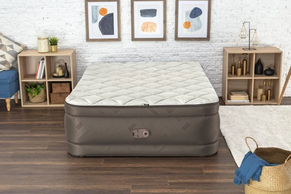 Bestway 69145 Fortech Yorgan Yüzeyli Çift Kişilik Dahili Pompalı Şişme Yatak 2.03m x 1.52m x 51cm ürün görseli 1