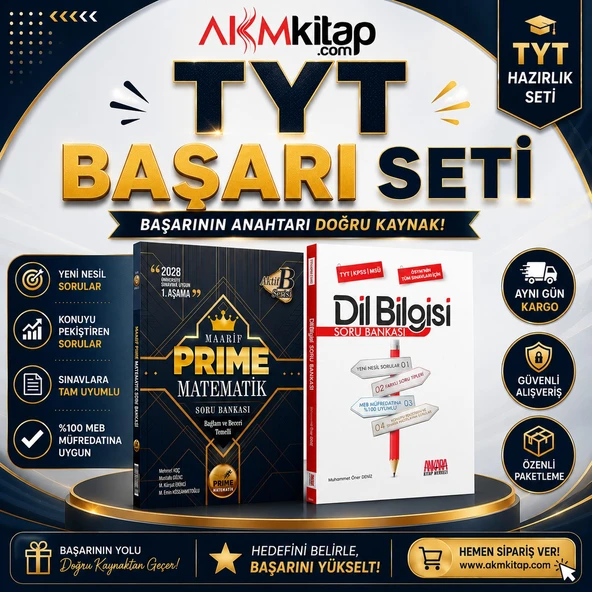 Aktif Öğrenme TYT Maarif Prime Matematik ve AKM Dil Bilgisi Soru Bankası Seti 2 Kitap ürün görseli 1