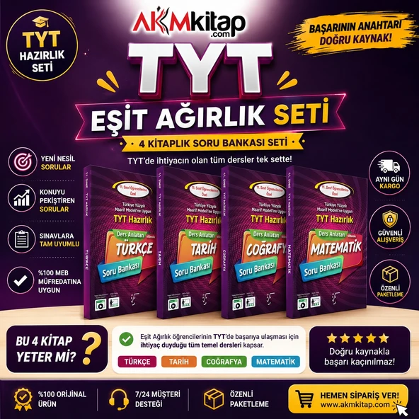 Karekök 11. Sınıf TYT Hazırlık Türkçe Matematik Tarih Coğrafya Ders Anlatan Soru Bankası Seti 4 Kitap ürün görseli 1