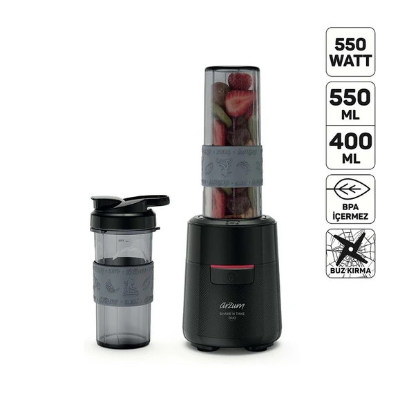 Arzum AR1192-01 Shake'N Take Duo Siyah Kişisel Blender ürün görseli 1