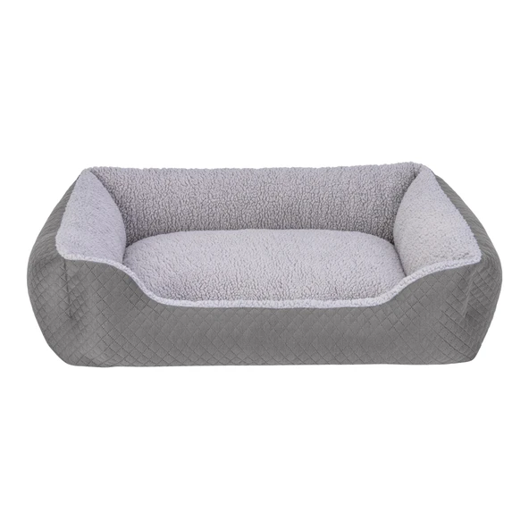 Pet Comfort Bravo Duo Köpek Yatağı Gri/Gri Peluş M 75x60cm ürün görseli 1