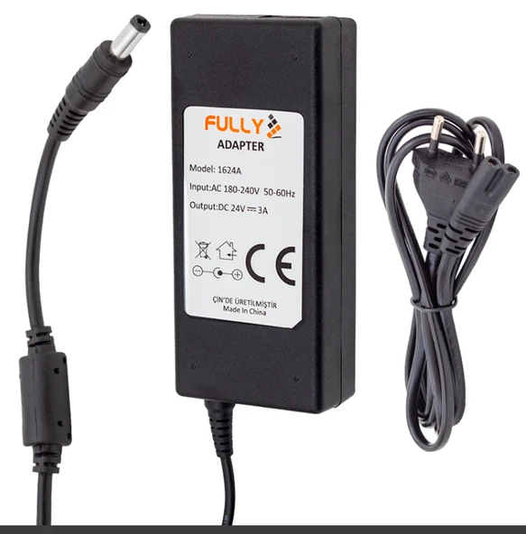 FULLY O-1624A 24 VOLT - 2.5 AMPER 5.5 2.5 UÇLU PLASTİK KASA  ADAPTÖR ürün görseli 1