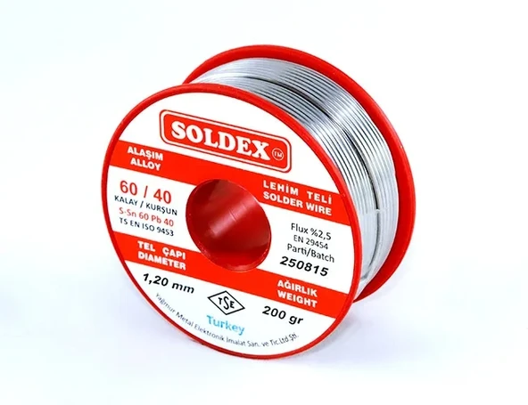 Soldex 60-40 Lehim Teli 200 Gr 1,6 Mm - Sn:60 / Pb:40 ürün görseli 1