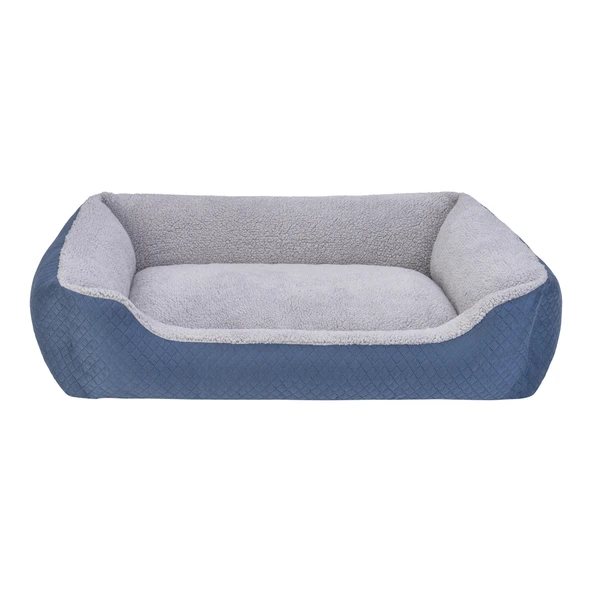 Pet Comfort Bravo Duo Köpek Yatağı Mavi/Gri Peluş L 90x70cm ürün görseli 1