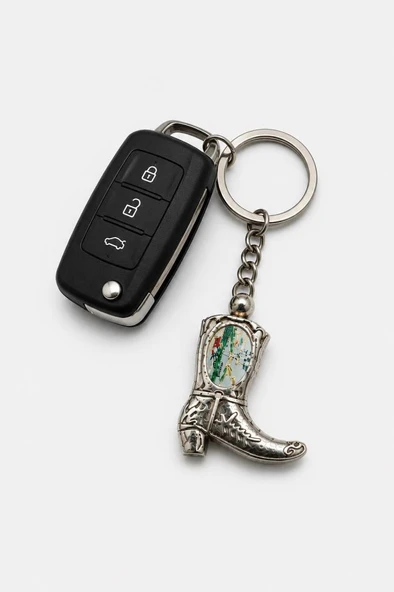 Metal Anahtarlık Araba Ev Ofis Anahtarı Çanta Aksesuarı Western Kovboy Çizme Figürlü 12 cm ürün görseli 1