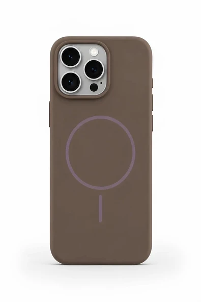 iPhone 16 Pro Mag Core Akıllı MagSafe Animasyonlu Silikon Kılıf Kahverengi ürün görseli 1