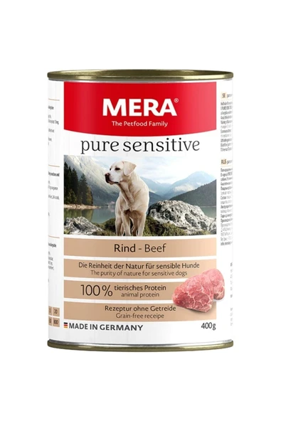 MERA PURE SENSİTİVE SIĞIR ETLİ KÖPEK KONSERVESİ 400GR ürün görseli 1