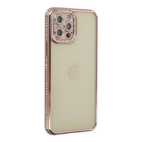 Apple İphone 12 Pro Kılıf Joke Taşlı Silikon - Pembe ürün görseli 1