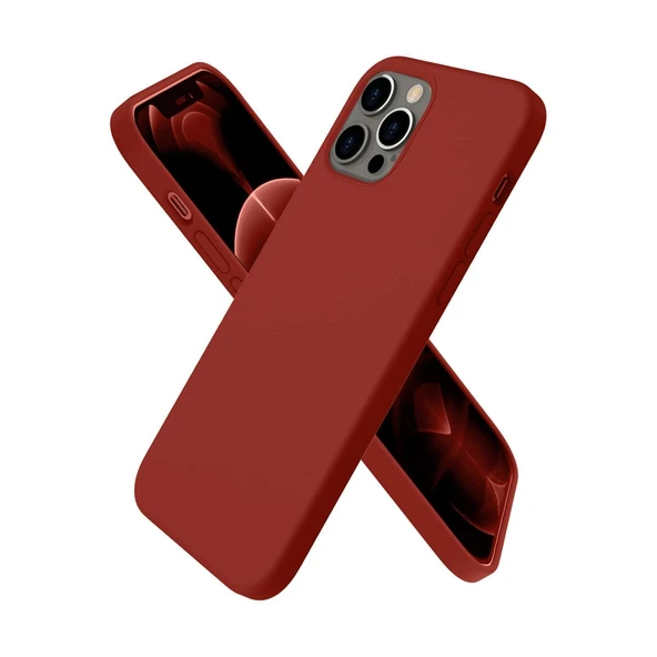 Apple İphone 12 Pro Max Kılıf First Silikon - Bordo ürün görseli 1