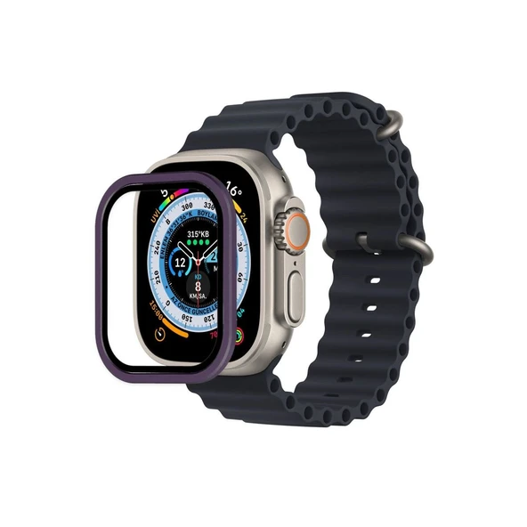 Apple Watch Ultra 49mm Alüminyum Kasa Cam Ekran Koruyucu - Mor ürün görseli 1