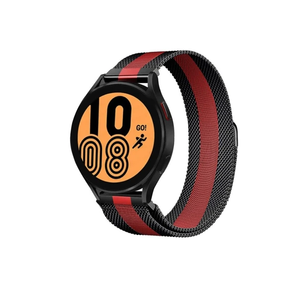 Watch 20mm Metal Mıknatıslı Kordon (saat Değildir) - Siyah-kırmızı ürün görseli 1