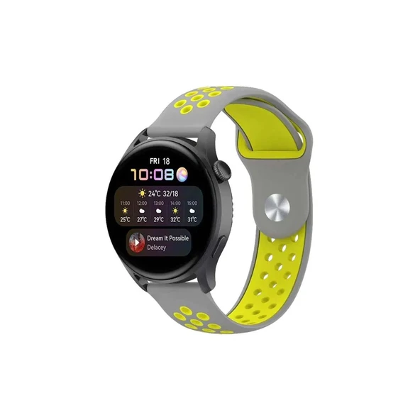 Watch 22mm Spor Delikli Kordon (saat Değildir) - Gri-yeşil ürün görseli 1