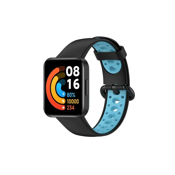 Xiaomi Redmi Watch 2 Spor Delikli Kordon (saat Değildir) - Siyah-mavi ürün görseli 1