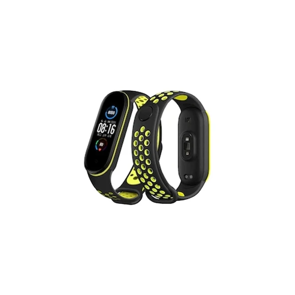 Xiaomi Mi Band 4 Spor Delikli Kordon (saat Değildir) - Siyah-yeşil ürün görseli 1