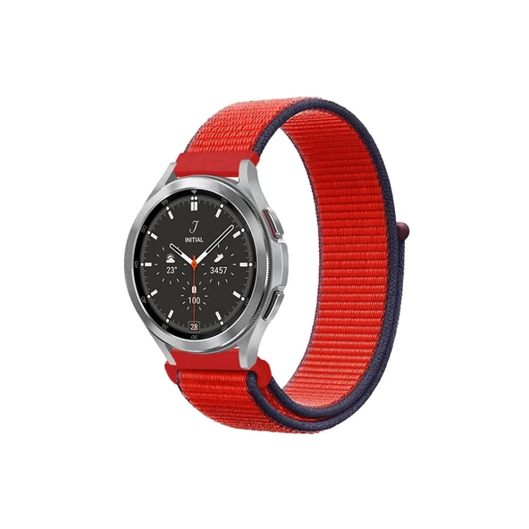 Watch 22mm Hasırlı Cırtcırtlı Kordon (saat Değildir) - Kırmızı ürün görseli 1