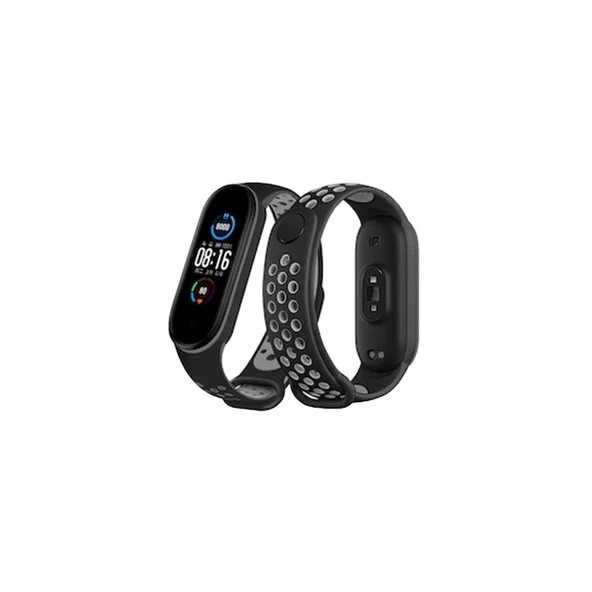 Xiaomi Mi Band 7 Spor Delikli Kordon (saat Değildir) - Siyah-gri ürün görseli 1