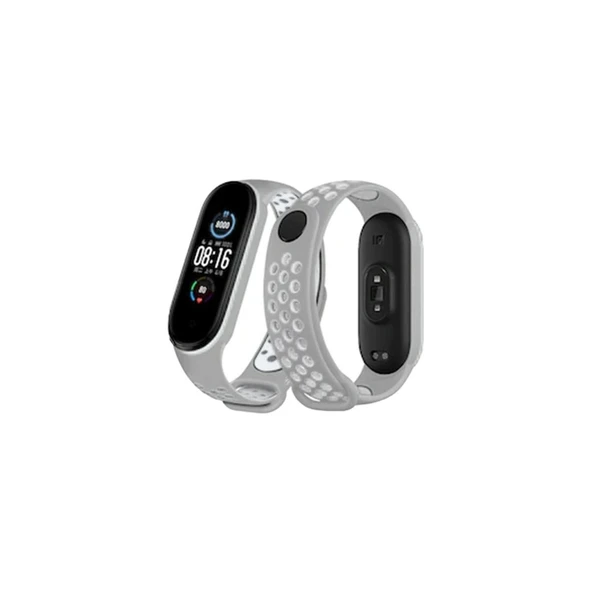 Xiaomi Mi Band 4 Spor Delikli Kordon (saat Değildir) - Gri-beyaz ürün görseli 1