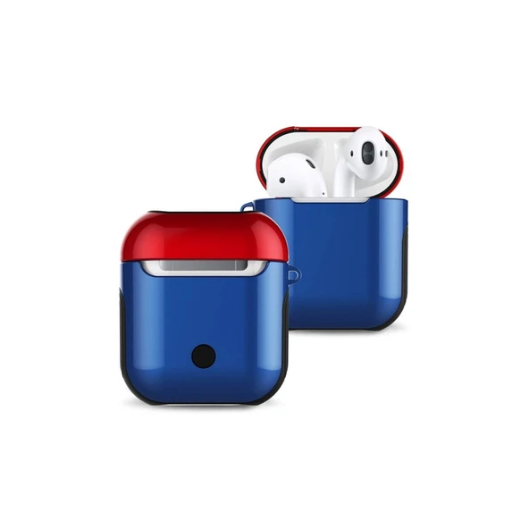 Apple Airpods 2 (2.nesil) 3in1 Kılıf - Lacivert-kırmızı ürün görseli 1