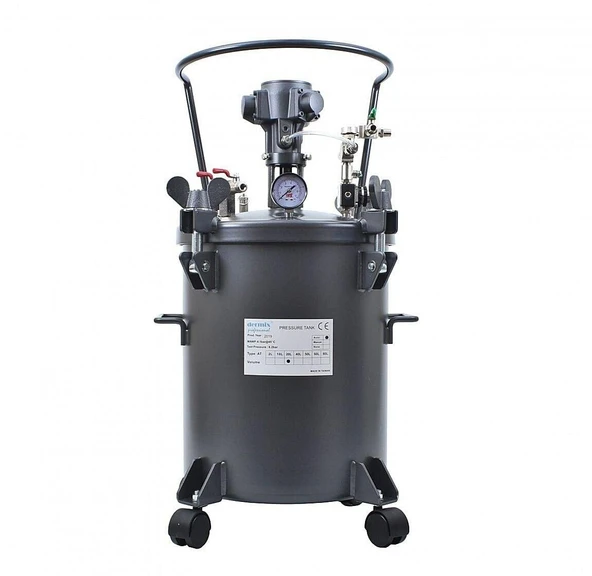 Dermix 20 Lt Otomatik Karıştırıcılı Basınçlı Tank – Galvaniz Gövde, Paslanmaz Kova Profesyonel Sistem ürün görseli 1