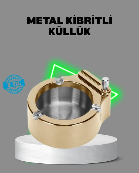 Çakmaklı Küllük Paslanmaz Metal Dayanıklı Tasarım ürün görseli 1