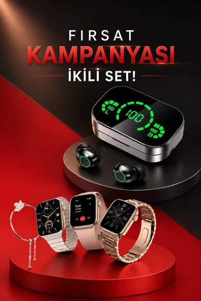 Yeni Nesil Kaliteli Akıllı Saat Ve Kablosuz Bluetooth Kulaklık Yüksek Ses Kaliteli ürün görseli 1