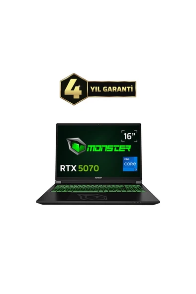 Monster Tulpar T6 V3.4.4 Intel Core i7 13700HX 16 GB RAM 1 TB SSD 8 GB RTX 5070 FreeDOS 16" FHD+ 165 Hz ürün görseli 1